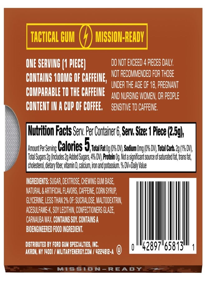 MEG (Military Energy Gum - Cinnamon| Energy Caffeine Gum | 100mg Caffeine Per Piece |Fast-Acting Performance Boost - 12 Packs - Image 3
